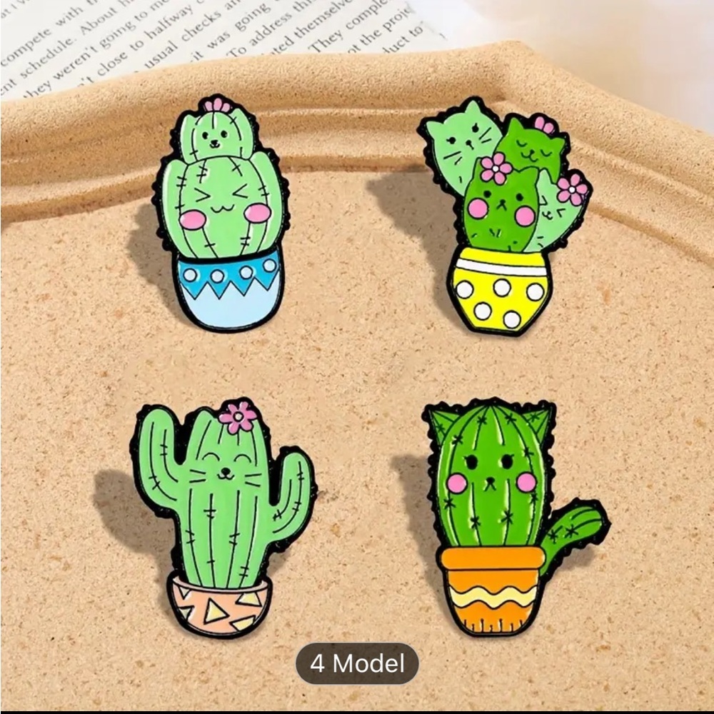 Adorable cactus pin set of 4